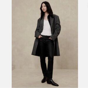 Banana Republic Mid Rise Slim Black Coated Shine Straight Jeans sz 25/0 NWT $120